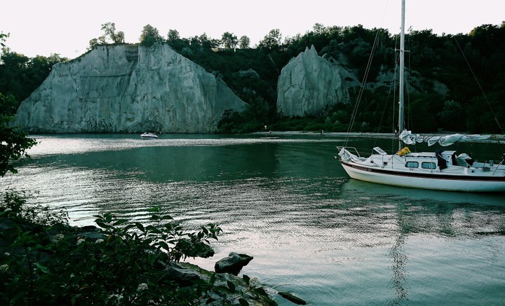 along the sea