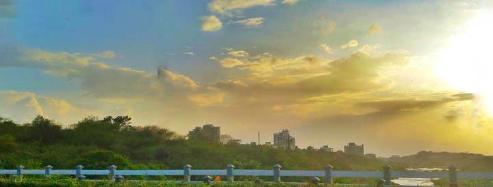 sunset over bridge