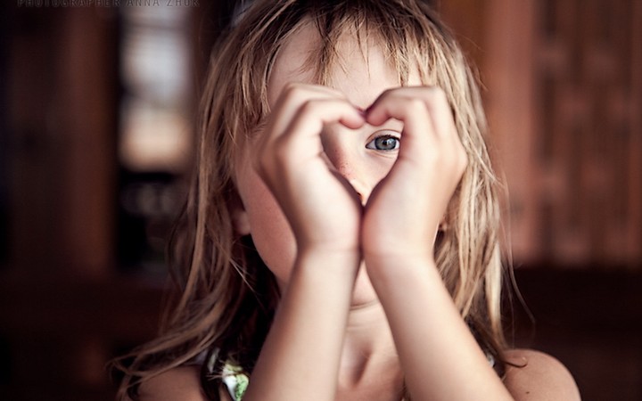 Little Girl Mood Hands Heart