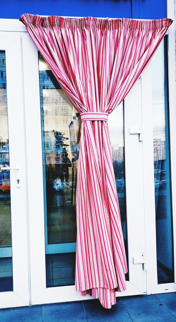 some pink curtains