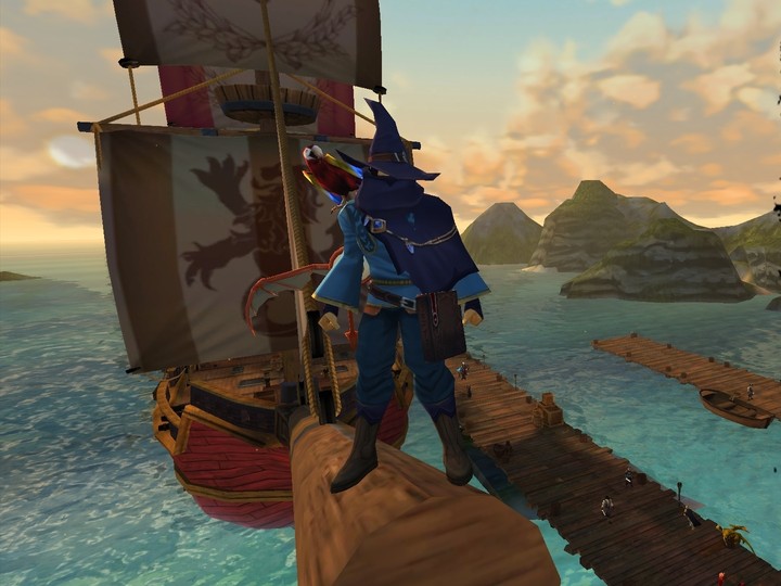 Above a pirate ship