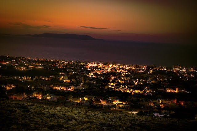 City lights by sea