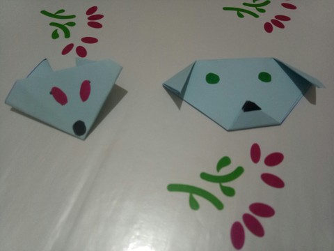 dog, origami achtergronden