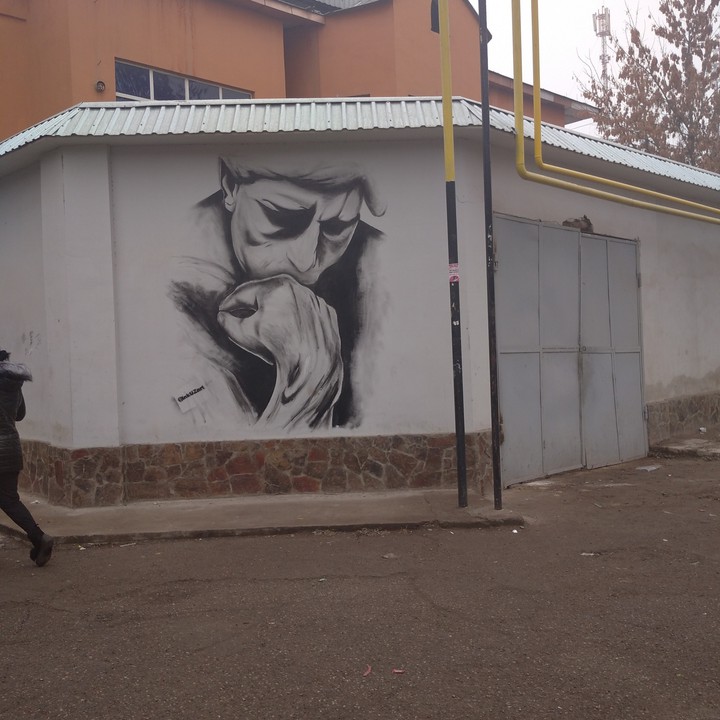 thinking man, art at the wall, tashkent, 2020
