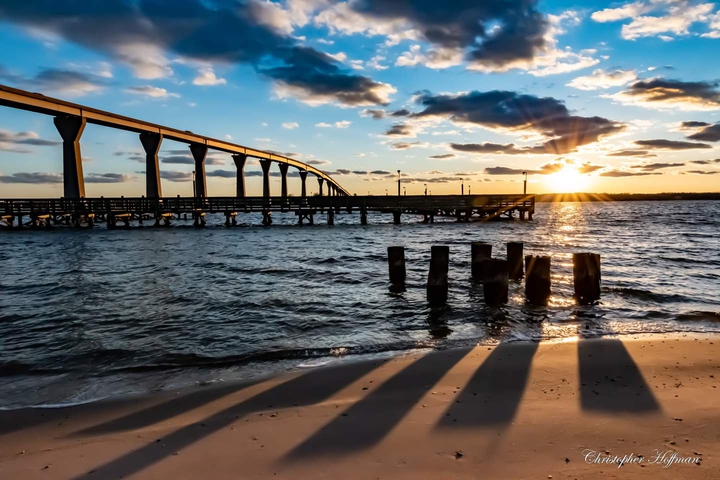 Sunset on cold winter day