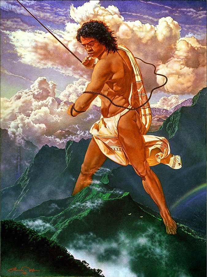 Demigod Maui lassoing the Sun