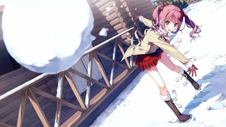 Anime Girl throwing a Snowball