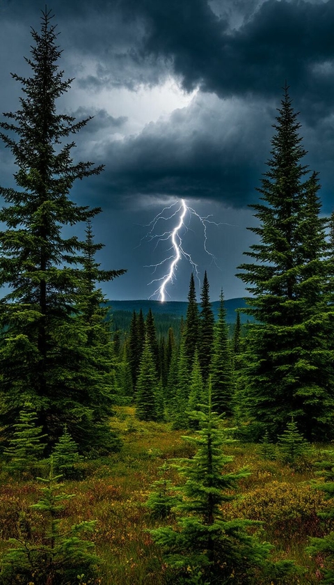 sfondi forest, lightning