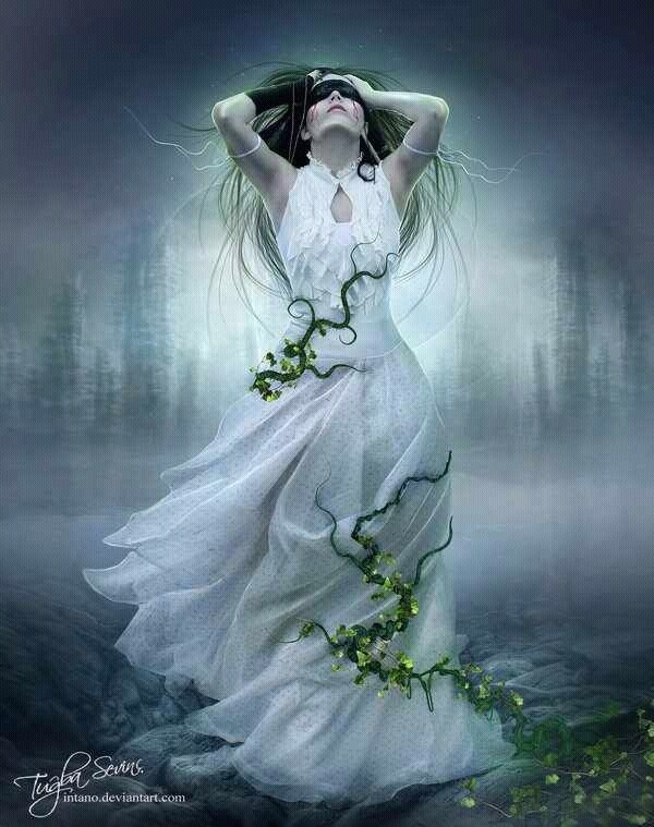 Lady in wedding gown