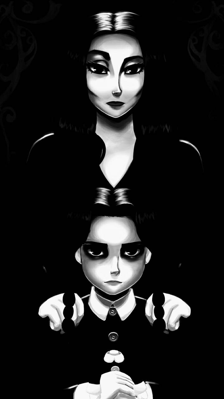 Morticia and Wednesday