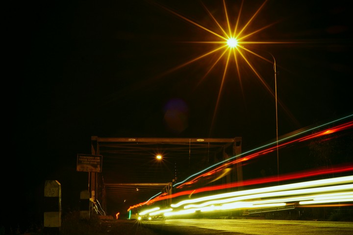night on road