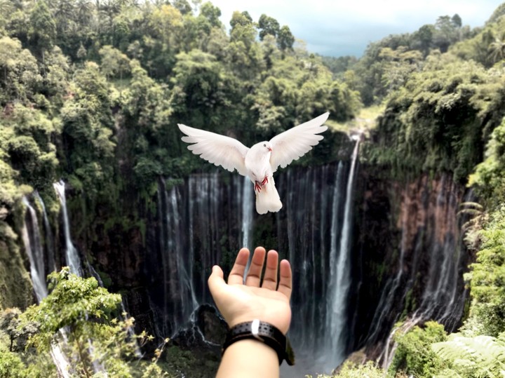 Tumpak Sewu Waterfall in East Java, Indonesia