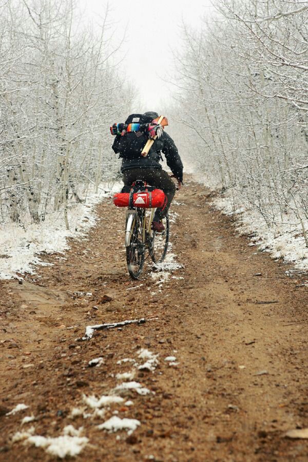 riding a bike in the snow