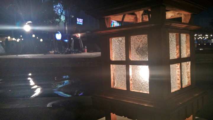 A lamp in a pond