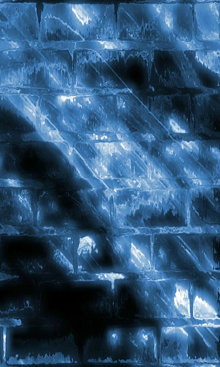 bricks frozen in blue ice