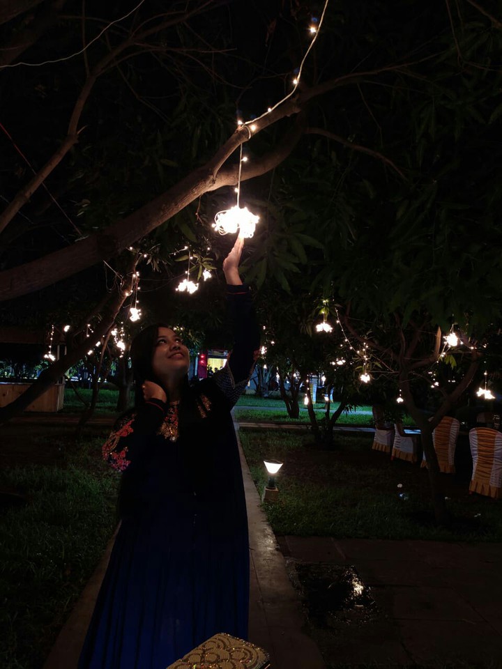 girl enjoying the lightings