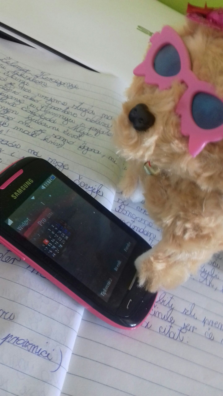Dog on phone