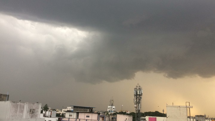 Rainshaft in City during Southwest monsoon