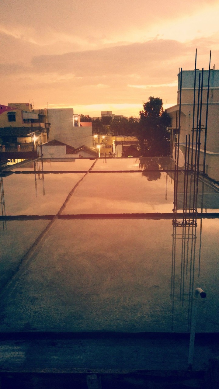 concrete, construction sunset, eve