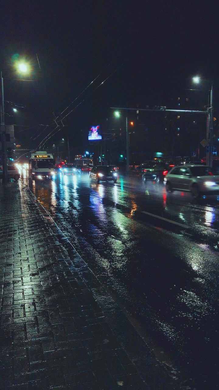 Autumn city in the night