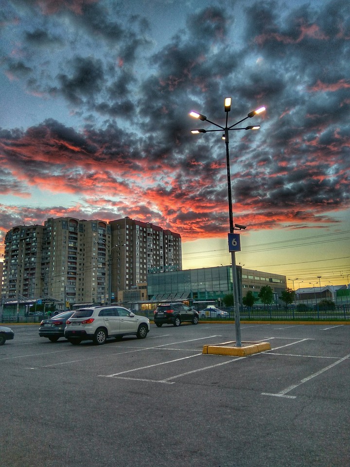 Bright clouds at sunset