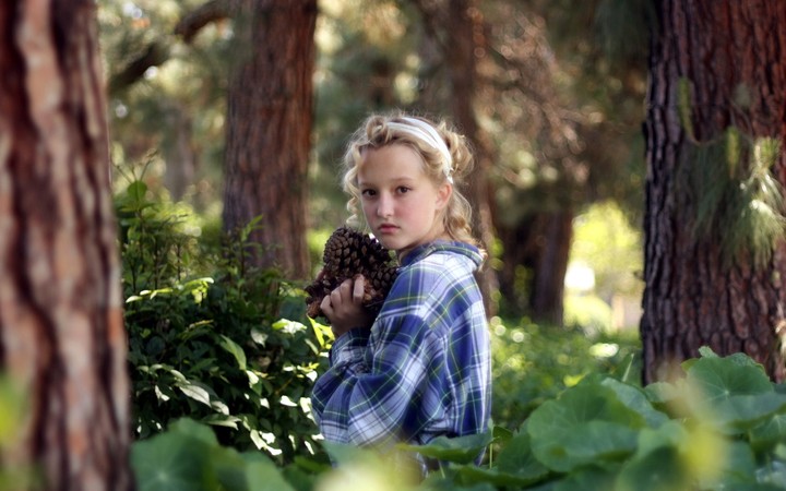 Girl Baby Shirt Wood Pinecones Grass Blurring