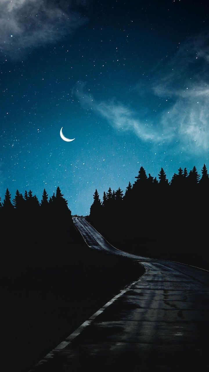 Moon on the road