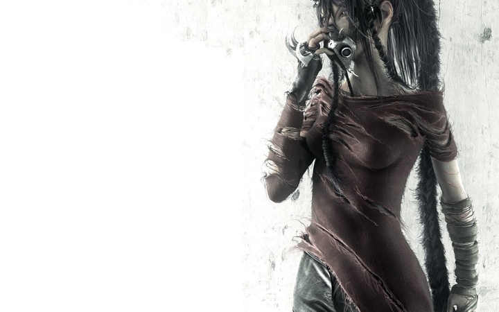 dark gas mask cyborg fantasy girl apocalyptic