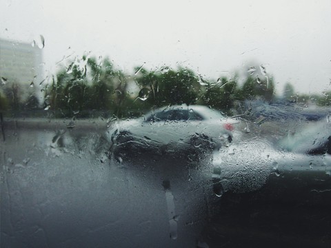 Drops on the glass.