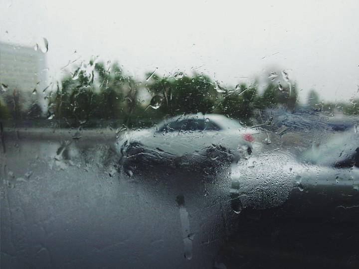 Drops on the glass.