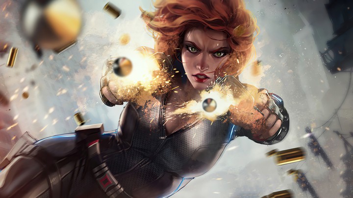 Black widow shooting bullets