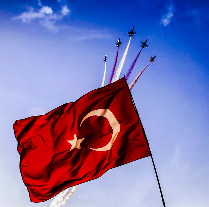 türkish flag and türkish stars