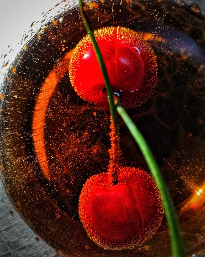 cherries in sink
