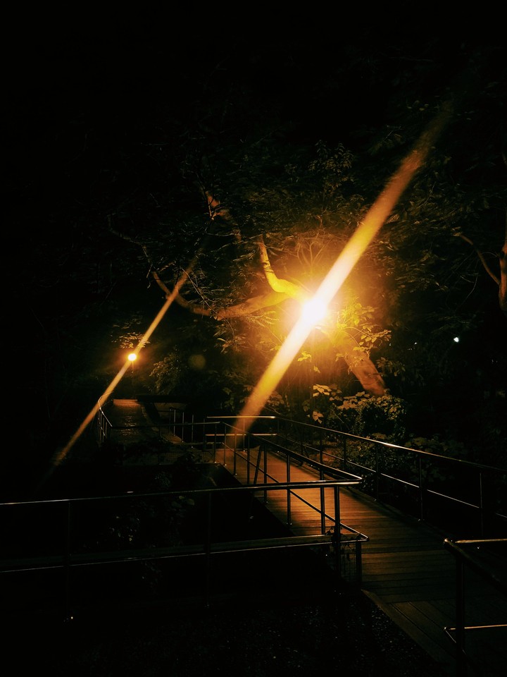 At night