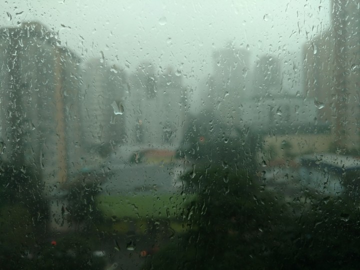 Raindrops in a apartament window