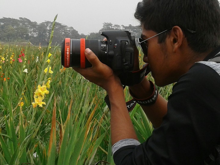 clicking photo of flower garden