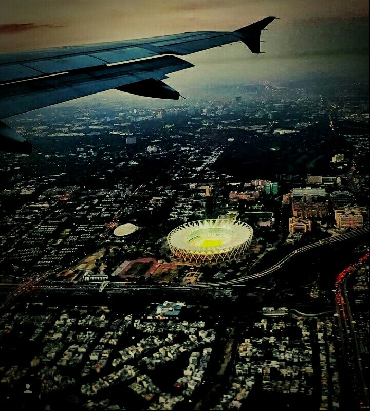 Delhi Darshan # sky view # Plane # Stadium # buildings