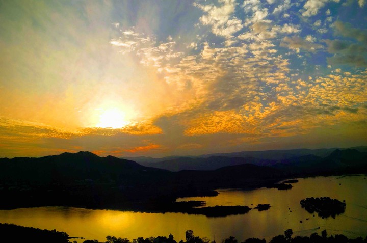 sunset lake side