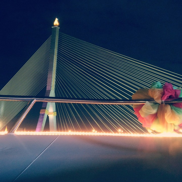 Cruise towards bridge on a lovely night