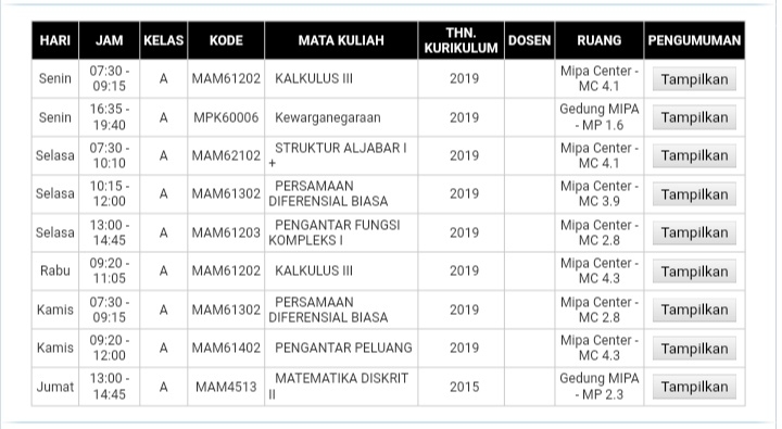 Jadwal Ganjil 2019