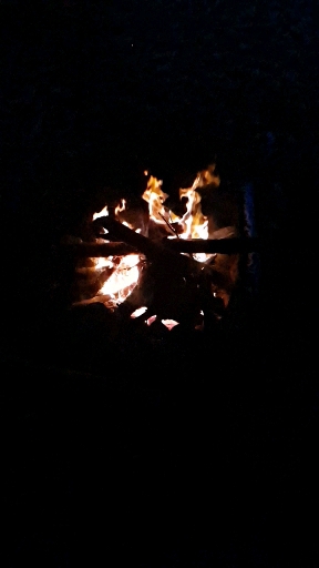 in flames