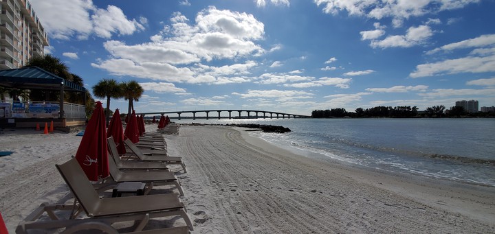 Clearwater beach looking south towards bridge.