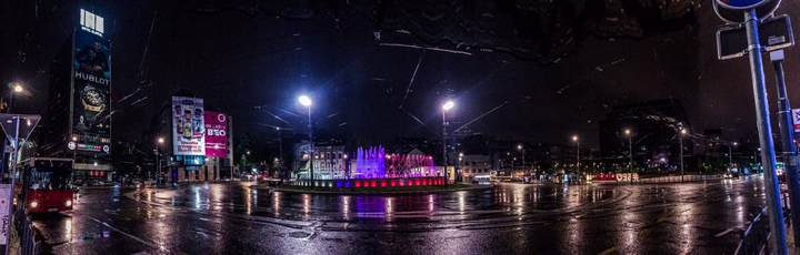 belgrade slavija square at night