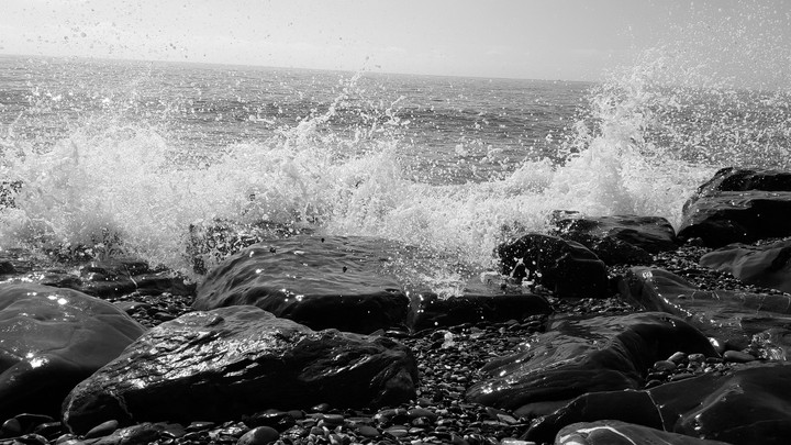 waves on rocks