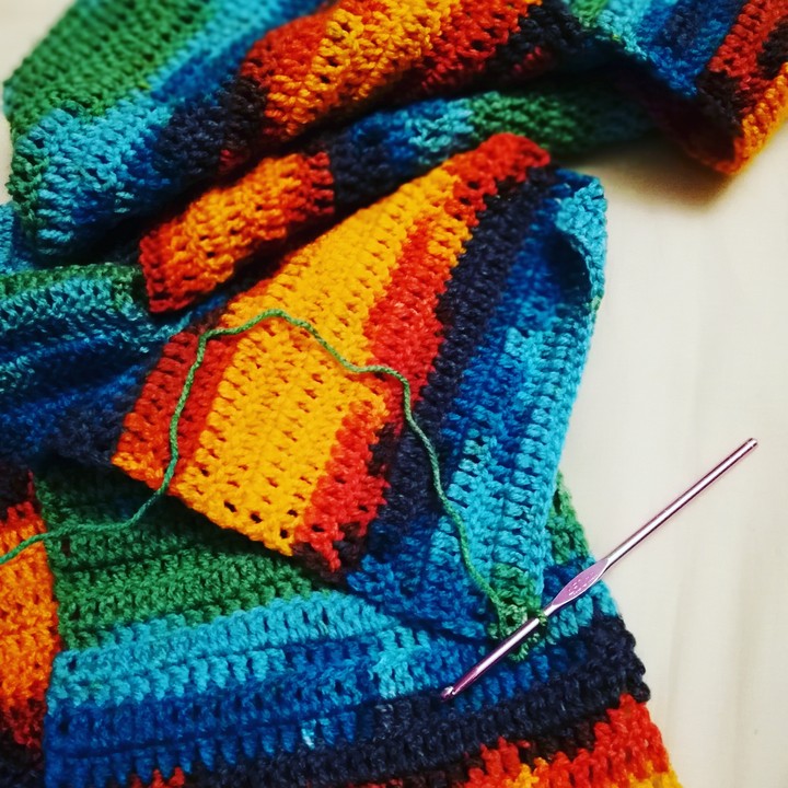 long colorful scarf