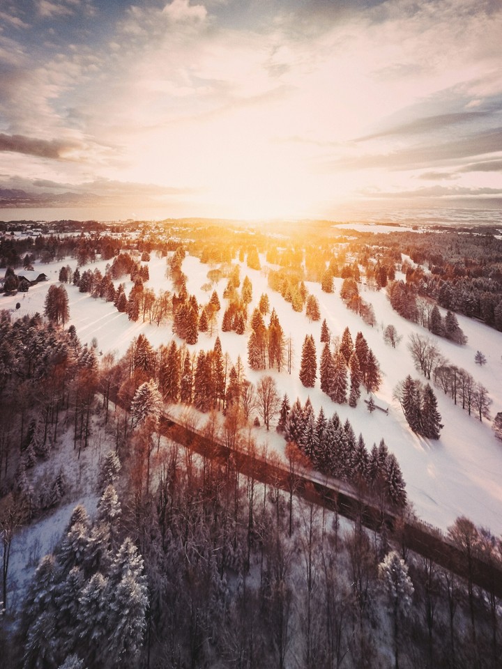 snow and sunrise