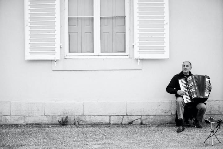 man playing accordion