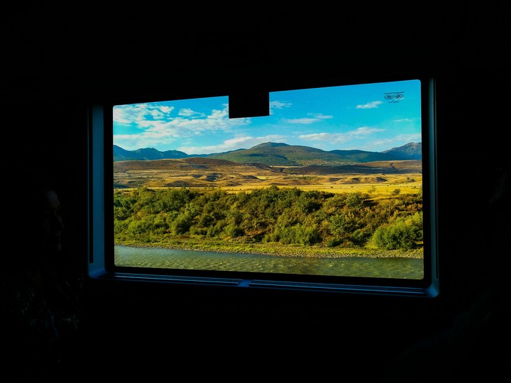 Georgia in train window
