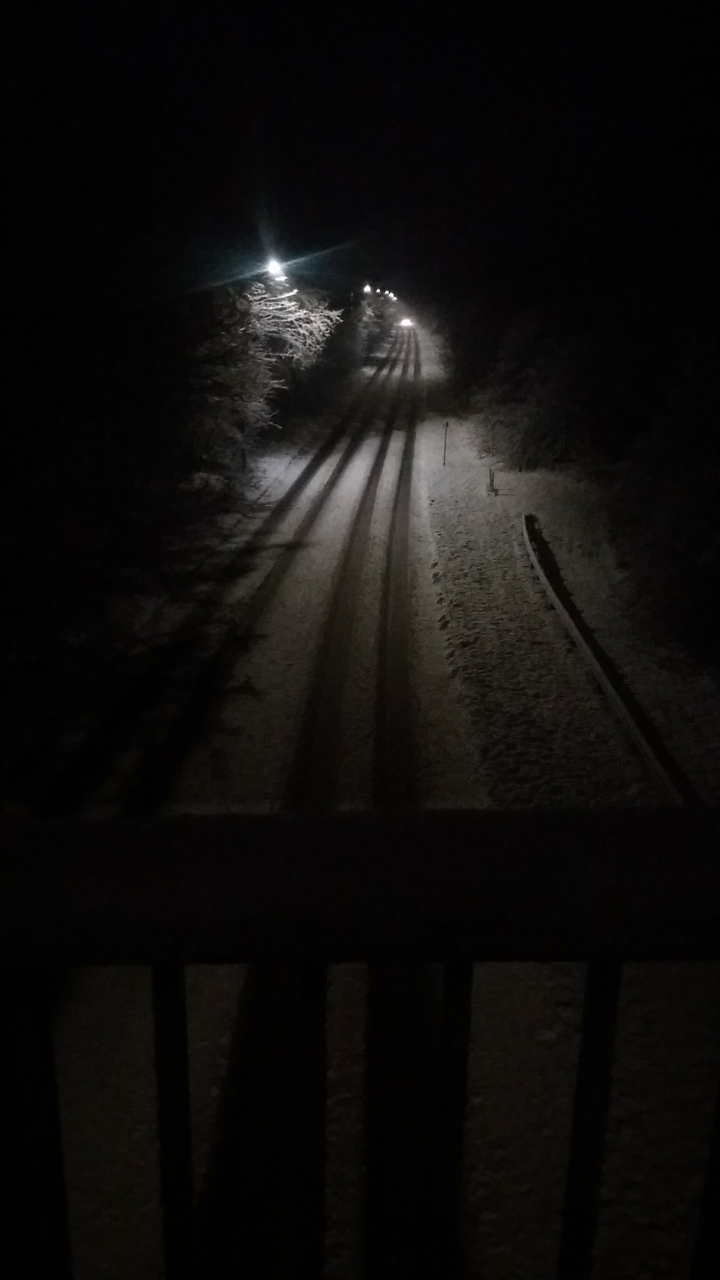 dark snowy road