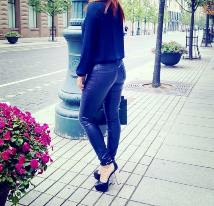 Girl Sexy Leather Skinny Jean